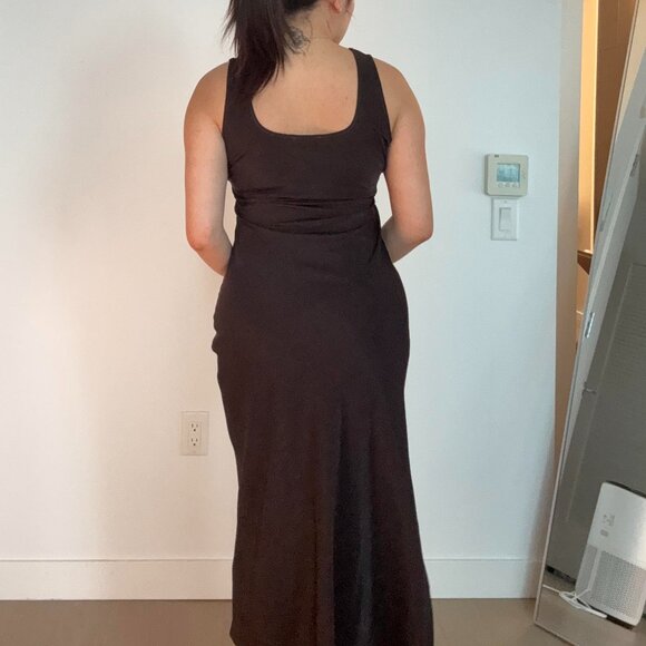 Mod Ref - Brown Silk Shift Maxi Dress (Size M) - Picture 5 of 6